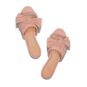 Tory Burch Annabelle Bow Slide Blush Suede 8.5